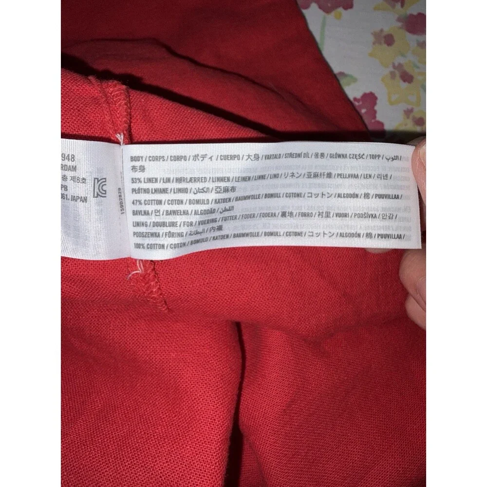 NWT Abercrombie & Fitch Red Sheath Maxi Dress Square Neck Linen Med Tall